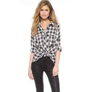 Free People Lace up Cutout Plaid Flannel